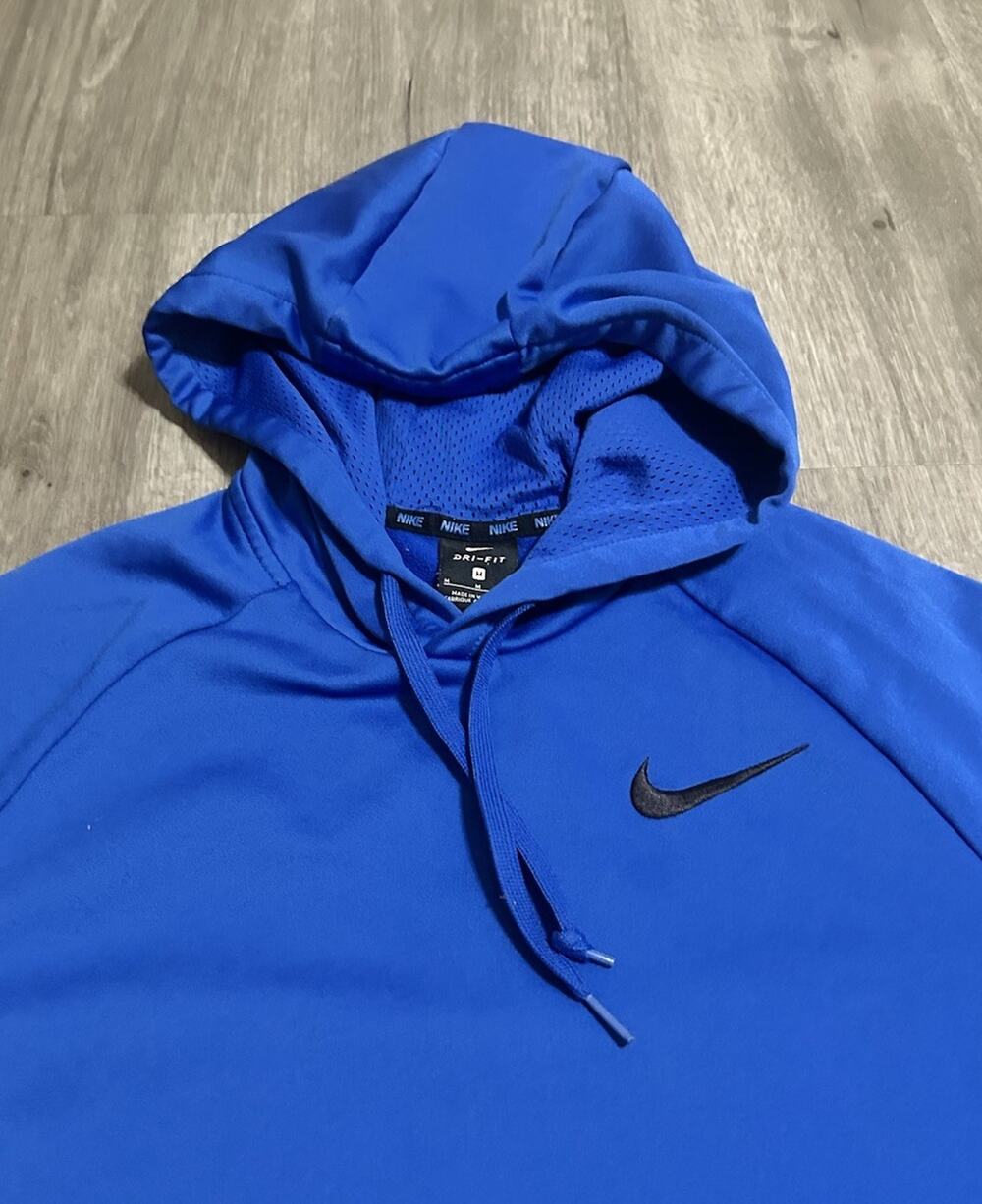 Nike Spotlight Mens Blue Short Sleeve Dri-Fit Training Hoodie Size Medium